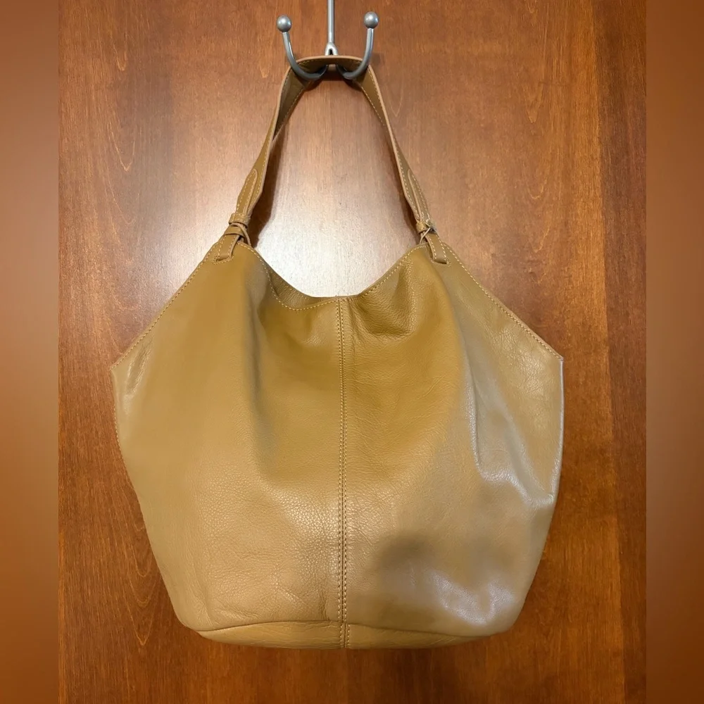 New Large Brown Pebble Leather Hobo Shoulder Tote